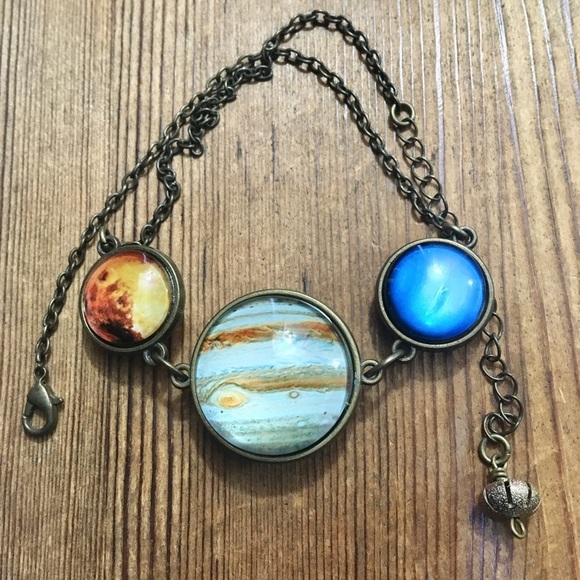Hand Crafted Jewelry - Planets Necklace,  Ladies Repurposed Necklace,  Ladies Jewelry